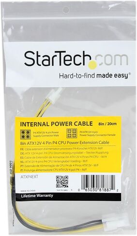 StarTech.com 8in ATX12V 4 Pin P4 CPU Power Extension Cable - M/F - كابل تمديد الطاقة - 4 pin ATX12V (M) إلى 4 pin ATX12V (F) - 7.9 بوصة - ATXP4EXT in Saudi Arabia
