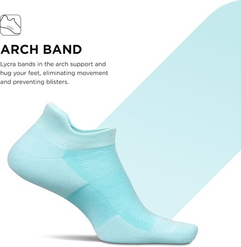 Feetures High Performance Light Cushion No Show Tab Heather Gray Size Large in Kuwait