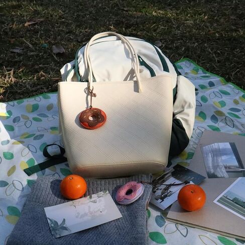 PU Leather Bag Pendant,Donut Shaped 3D Accessory,Sweet Two Tone Lychee Patterned Leather Ornament (cherry blossom pink) in Kuwait