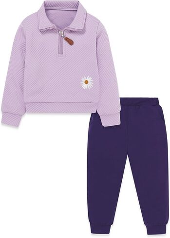 Zoerea Kids Toddler Girls Girls Admits 2 قطعة Zip Tops Long Sleeve Fashion Fall Winter Clothing in Kuwait