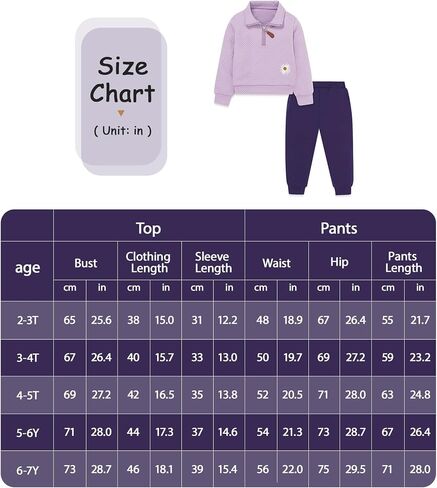Zoerea Kids Toddler Girls Girls Admits 2 قطعة Zip Tops Long Sleeve Fashion Fall Winter Clothing in Kuwait