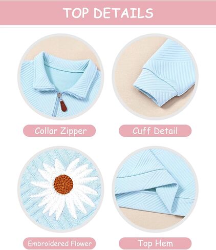 ZOEREA Kids Toddler Girls Clothes Outfits 2 Piece Zip Tops Long Sleeve Fashion Fall Winter Clothing Set 2-7 Years in Kuwait