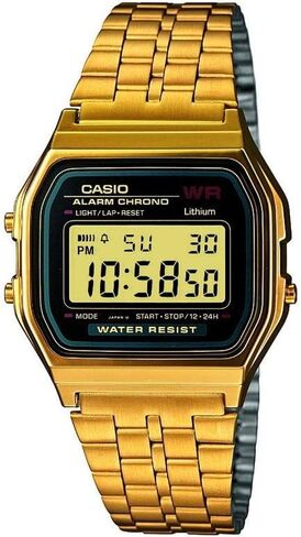 Casio Collection Women's Watch A159WGEA ، Black/Gold ، 36.8 × 33.2 × 8.2 مم ، سوار in Saudi Arabia
