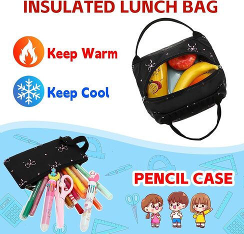 Waterproof Laptop Backpack for Girls Women, Water Resistant College School Backpack Casual Daypacks with Lunch Box Pencil Case (Bows-Black) in Saudi Arabia