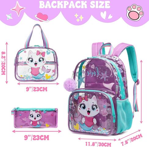 Meetbelify Clear Backpack for Boys School Backpacks for Elementary Kindergarten Student Kids 16inch Heavy Duty Transparent School Bag with Lunch Bag Pencil Case Set for Boys and Girls Ages 5-8 in Kuwait