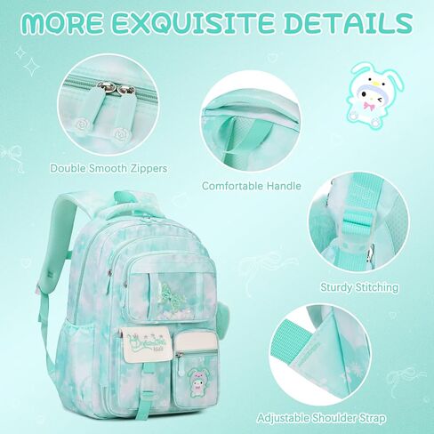 حقائب الظهر للفتيات ، حقيبة ظهر للبنات مع صندوق غداء معزول وحالة قلم رصاص للأطفال المراهقين الطالب في المدرسة الثانوية الابتدائية ، مجموعة الكتب المدارس المدارس الرائعة (الوردي) in Kuwait