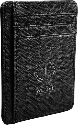 Personalized Initial Card Wallet - Deep 3D Embossed Floral Leather Slim RFID Blocking Holder, Ultra-Thin 0.8cm Custom Monogram Gift for Men & Women (R, Retro Brown) in Saudi Arabia