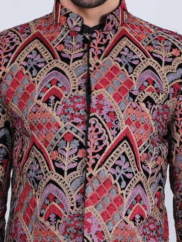 WINTAGE Men's Embroidered Velvet Bandhgala in Kuwait