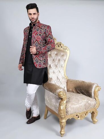 WINTAGE Men's Embroidered Velvet Bandhgala in Kuwait