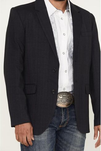 Panhandle Rock & Roll Denim Men Men Plaid Print Slim Sportcoat - BM96C06099 40 Reg US Black in Saudi Arabia