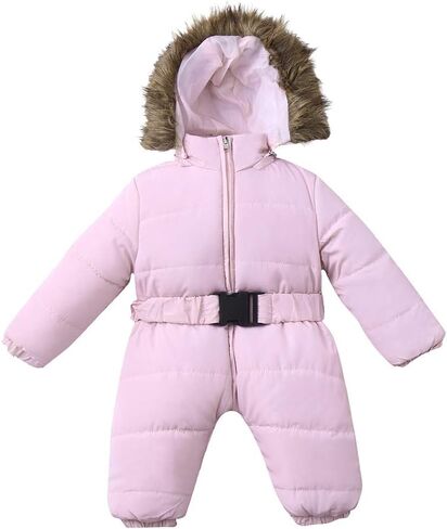 Baby Boys Girls Snowsuit Infant Puffer Jacket Hooded Jumpsuit One-Piece Ski Suit Winter Down Coat with Fur Collar in Saudi Arabia
