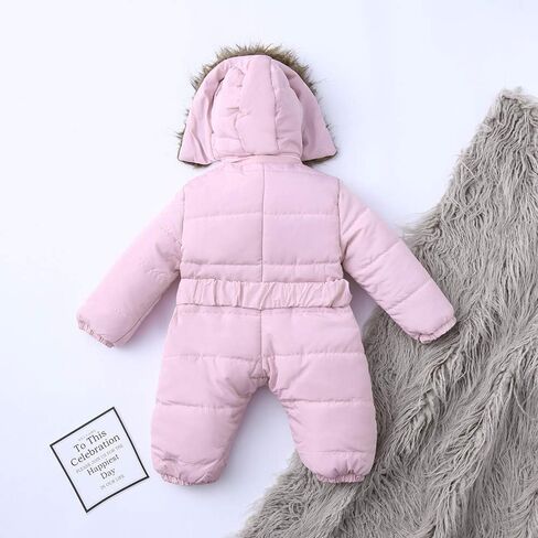 Baby Boys Girls Snowsuit Infant Puffer Jacket Hooded Jumpsuit One-Piece Ski Suit Winter Down Coat with Fur Collar in Saudi Arabia