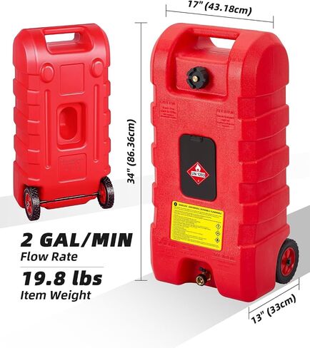 15 Gallon Gas Can, Heavy-Duty Portable Gas Caddy with Wheels, Manual Transfer Pump and 10FT Hose, Fuel Tank Leak-Proof Gas Container for Lawn Mowers, Cars, Boats, ATVs in Saudi Arabia