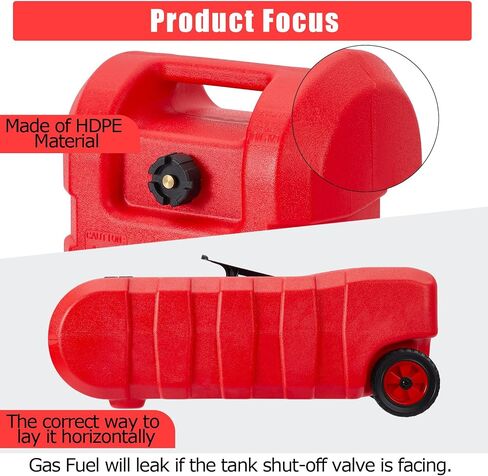 15 Gallon Gas Can, Heavy-Duty Portable Gas Caddy with Wheels, Manual Transfer Pump and 10FT Hose, Fuel Tank Leak-Proof Gas Container for Lawn Mowers, Cars, Boats, ATVs in Saudi Arabia
