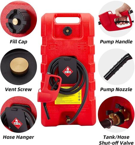 15 Gallon Gas Can, Heavy-Duty Portable Gas Caddy with Wheels, Manual Transfer Pump and 10FT Hose, Fuel Tank Leak-Proof Gas Container for Lawn Mowers, Cars, Boats, ATVs in Saudi Arabia