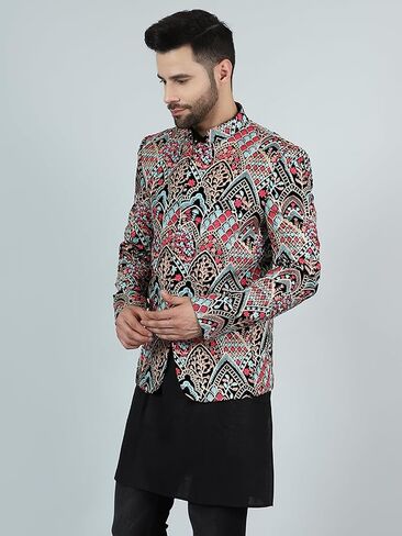 WINTAGE Men's Embroidered Velvet Bandhgala in Kuwait