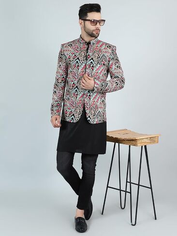 WINTAGE Men's Embroidered Velvet Bandhgala in Kuwait