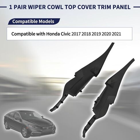 2Pcs Front Windshield Wiper Cowl Top Cover Trim Panel 74220-TEA-T00, 74270-TEA-T00 Compatible with Honda Civic 2017 2018 2019 2020 2021 Windshield Wiper Side Cowl Extension Trim Cover in Saudi Arabia