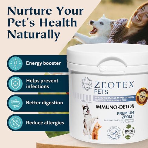 Pets Zeolite Powder | 100% Natural Food Supplement for Immunity & Detox | Vitality | Better Digestion | Liver Health | Joint Problems | Suitable for All Pets - 120g / 4.23 oz. in Saudi Arabia
