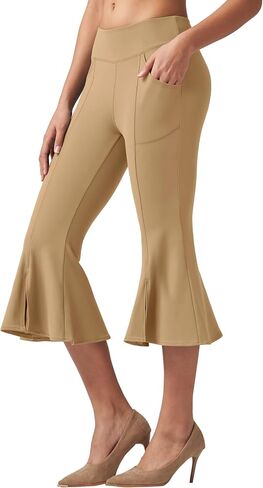 Willit Women's Yoga Capri Pants Stretch Causal Athletic Quick Dry Capri Ruffle Dance Leggings with Pockets in Saudi Arabia