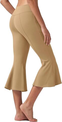 Willit Women's Yoga Capri Pants Stretch Causal Athletic Quick Dry Capri Ruffle Dance Leggings with Pockets in Saudi Arabia