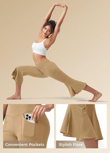 Willit Women's Yoga Capri Pants Stretch Causal Athletic Quick Dry Capri Ruffle Dance Leggings with Pockets in Saudi Arabia
