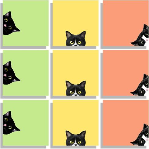 مجموعة 9 وسادات ملاحظات لاصقة للقطط السوداء، وسادات ملاحظات وردية ذاتية اللصق، وسادات مذكرة فائقة اللصق، بطاقة ملاحظات لطيفة كهدية لمحبي القطط، مكتب المعلم واللوازم المدرسية، 3x3 بوصة in Kuwait