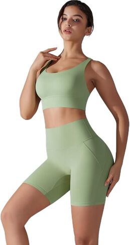 Women's Solid Color Back Cross Non Wearing Underwear Shorts Yoga Suit Two Piece Set in Saudi Arabia