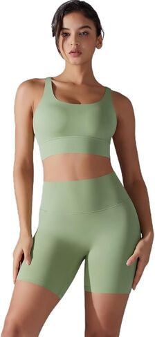 Women's Solid Color Back Cross Non Wearing Underwear Shorts Yoga Suit Two Piece Set in Saudi Arabia