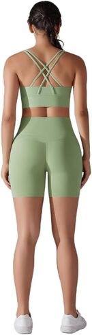 Women's Solid Color Back Cross Non Wearing Underwear Shorts Yoga Suit Two Piece Set in Saudi Arabia