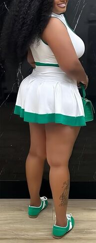 Tennis Outfit Skirt Sets Women 2 Piece Outfits Zipper V Neck Crop Tops and Pleated Skirt Set Summer Tracksuits in Kuwait