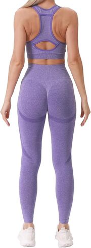 Workout Sets for Women 2 Piece Seamless High-Waisted Leggings with Padded Stretchy Sports Bra Sets Gym Outfits in Kuwait
