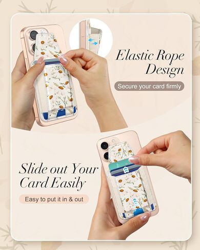 Shorogyt Compatible with Magsafe Wallet for Women - Phone Wallets for Magnetic Card Holder Mag Rfid Daisy for iPhone 16/15/14/13/12 Series Cute with Elastic and Flap Cover, Fit 7 Cards in Saudi Arabia