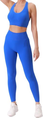 Workout Sets for Women 2 Piece Seamless High-Waisted Leggings with Padded Stretchy Sports Bra Sets Gym Outfits in Kuwait