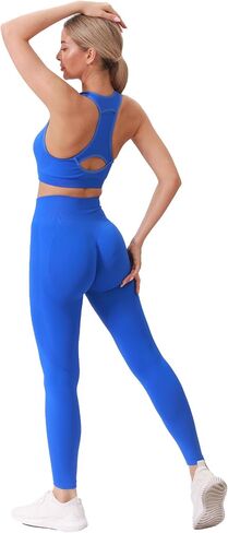 Workout Sets for Women 2 Piece Seamless High-Waisted Leggings with Padded Stretchy Sports Bra Sets Gym Outfits in Kuwait