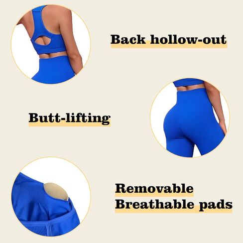 Workout Sets for Women 2 Piece Seamless High-Waisted Leggings with Padded Stretchy Sports Bra Sets Gym Outfits in Kuwait