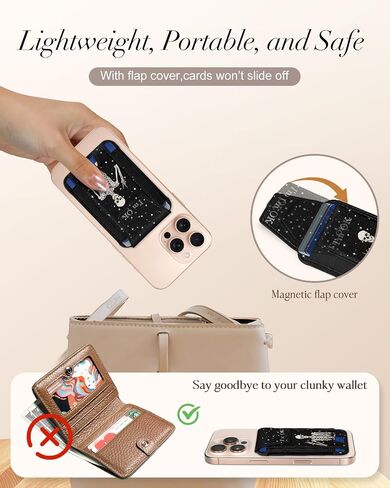 Shorogyt Compatible with Magsafe Wallet for Women - Phone Wallets for Magnetic Card Holder Mag Rfid Daisy for iPhone 16/15/14/13/12 Series Cute with Elastic and Flap Cover, Fit 7 Cards in Saudi Arabia