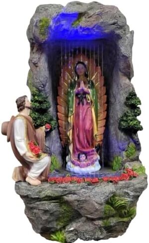 Cannan Virgen De Guadalupe Con Juan Diego Fuente Agua 18" Our Lady Guadalupe Tabletop Water Fountain Pump W/Led Multicolor in Saudi Arabia