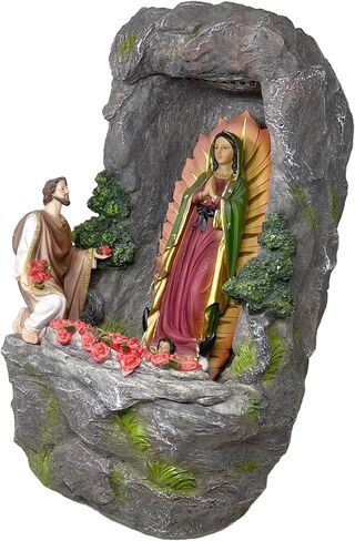Cannan Virgen De Guadalupe Con Juan Diego Fuente Agua 18" Our Lady Guadalupe Tabletop Water Fountain Pump W/Led Multicolor in Saudi Arabia