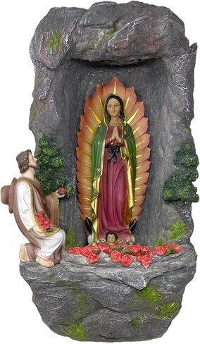 Cannan Virgen De Guadalupe Con Juan Diego Fuente Agua 18" Our Lady Guadalupe Tabletop Water Fountain Pump W/Led Multicolor in Saudi Arabia