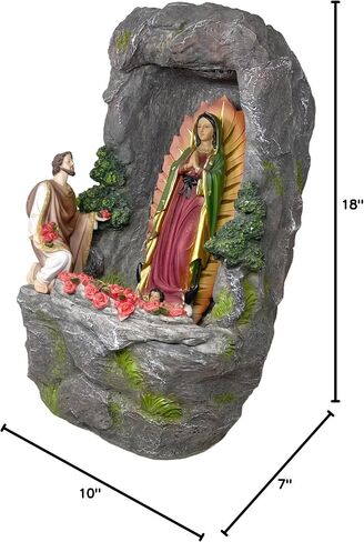 Cannan Virgen De Guadalupe Con Juan Diego Fuente Agua 18" Our Lady Guadalupe Tabletop Water Fountain Pump W/Led Multicolor in Saudi Arabia
