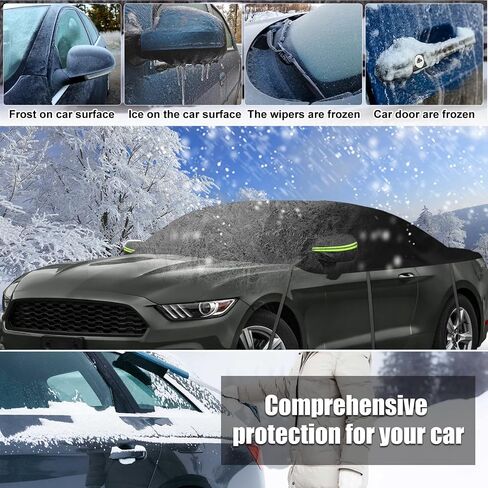 300D Black Oxford Half Car Cover Compatible with 2005-2024 Ford Mustang S-197/S550/S650, Protector Car Body Covers for Windproof Dustproof UV Resistant Protect Your Windshield and Roof in Saudi Arabia
