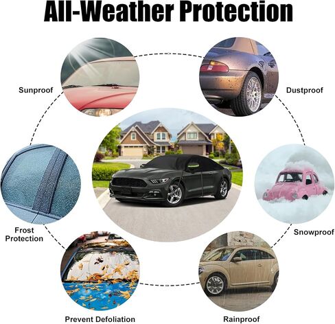 300D Black Oxford Half Car Cover Compatible with 2005-2024 Ford Mustang S-197/S550/S650, Protector Car Body Covers for Windproof Dustproof UV Resistant Protect Your Windshield and Roof in Saudi Arabia