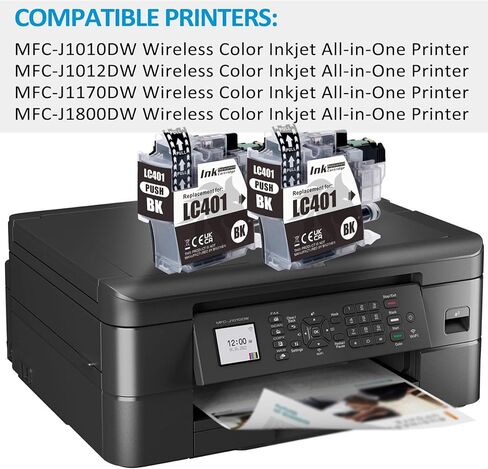 5-Pack Compatible LC401 Ink Cartridges Replacement for Brother LC401 XL BK/C/M/Y for Brother Printer MFC-J1010DW MFC-J1012DW MFC-J1170DW MFC-J1800DW (2 Black, 1 Cyan, 1 Magenta, 1 Yellow) in Kuwait