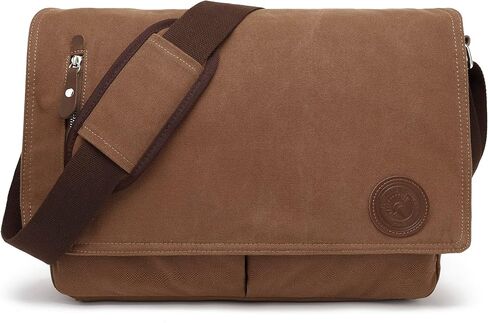 HuaChen Vintage Canvas Messenger Bag – 14" Laptop Shoulder Satchel Crossbody Sling Bookbag for Men & Women in Kuwait