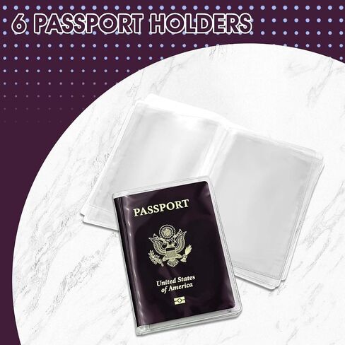 6 PCS Passport Book Holder, Clear Passport Cover Plastic Passports Protectors Sleeves Waterproof Passport Holder for Travel Family ID Card Document Organizer (7.48 × 5.12 Inch) in Saudi Arabia