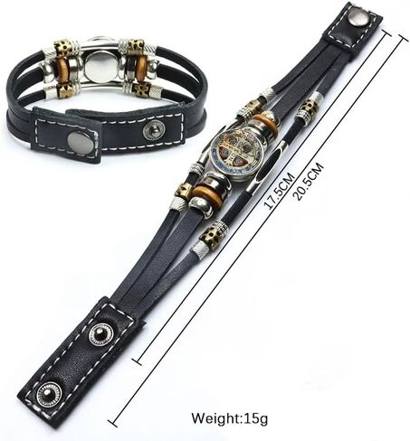925 سوار San Benito Silver Sterling للرجال - أساور St Benedict المضيئة الجلود الكاثوليكية San Benito Snap Button Butting Multilayer Wristband ، Rosario de San Benito ، Pulseras de San Benito in Saudi Arabia