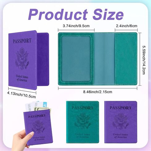Passport Holder for Travel, 2 PCS Passport Holder, Travel Passport Holders Must Haves for Women Men, Pink and Purple Passport Cover Passport Wallet Case Holders for Travel Cruise Ship Essentials Gifts in Kuwait