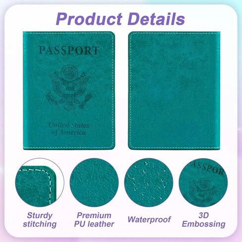 Passport Holder for Travel, 2 PCS Passport Holder, Travel Passport Holders Must Haves for Women Men, Pink and Purple Passport Cover Passport Wallet Case Holders for Travel Cruise Ship Essentials Gifts in Kuwait