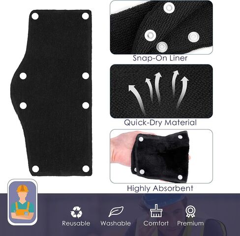 Aneco 12 Pack Hard Hat Sweatband Cotton Reusable Sweatband Snap-On Liner Sweatband for Hard Hat Accessories in Saudi Arabia
